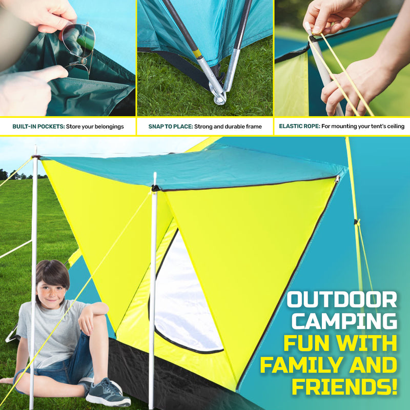 Bestway 2.1m x 2.1m Tent 3 Person UV Protected Double Layered Carry Bag Pegs - Outbackers