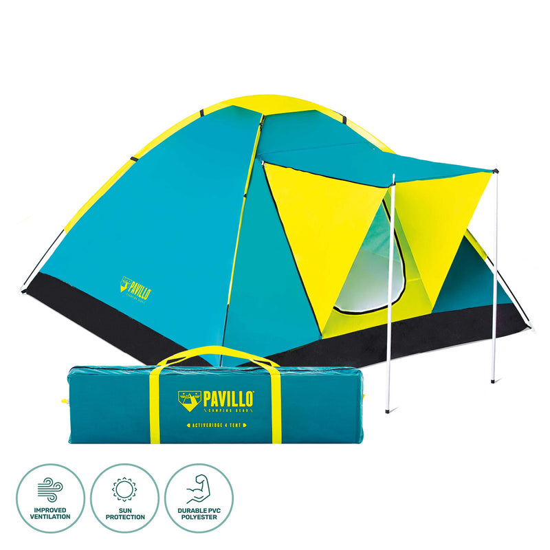 Bestway 2.1m x 2.1m Tent 3 Person UV Protected Double Layered Carry Bag Pegs - Outbackers