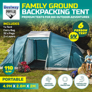 Bestway 4.9m x 2.m Tent 6 Person UV Protected Premium Double Layered PVC - Outbackers