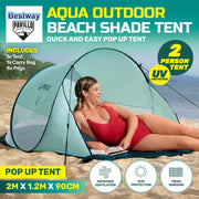 Bestway 2m x 1.2m Beach Tent 2 Person UV Protected Pegs & Carry Bag Included - Outbackers
