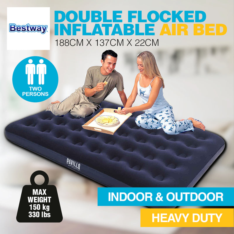 Bestway Double Inflatable Air Bed Indoor/Outdoor Heavy Duty Durable Camping - Outbackers