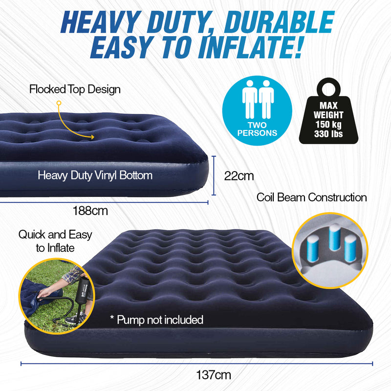 Bestway Double Inflatable Air Bed Indoor/Outdoor Heavy Duty Durable Camping - Outbackers