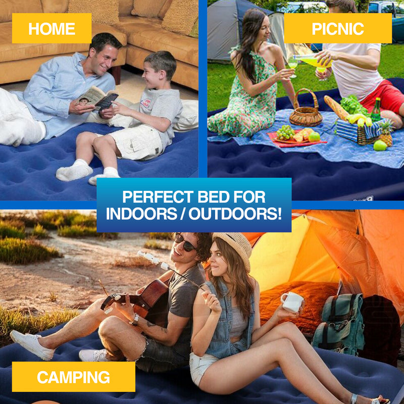 Bestway Double Inflatable Air Bed Indoor/Outdoor Heavy Duty Durable Camping - Outbackers