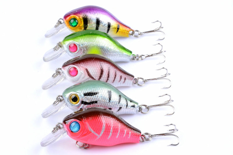 5x 5.5cm Popper Crank Bait Fishing Lure Lures Surface Tackle Saltwater - Outbackers