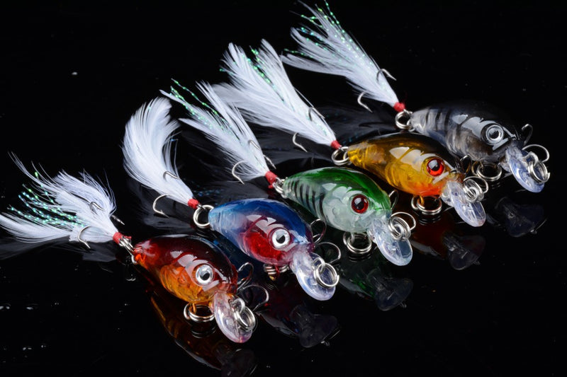 5x 4.5cm Popper Crank Bait Fishing Lure Lures Surface Tackle Saltwater - Outbackers