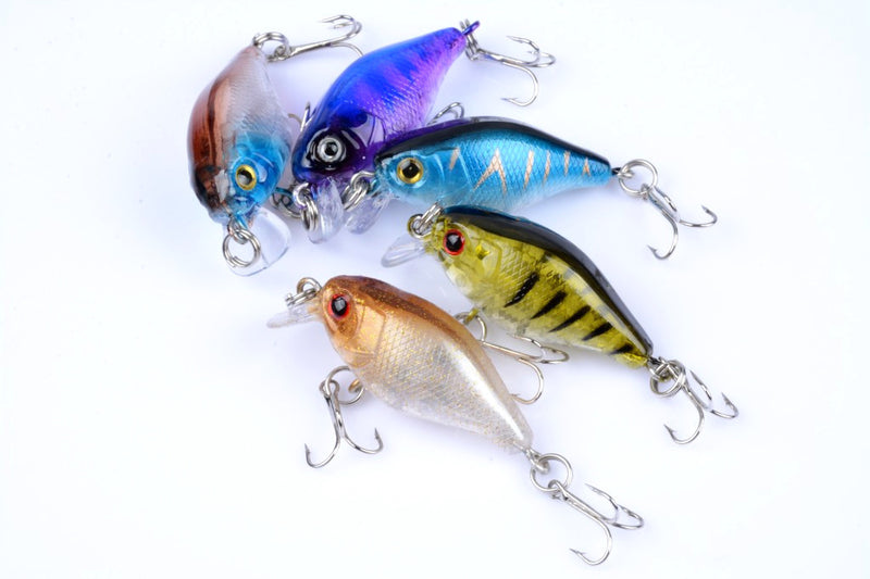 5x 4.3cm Popper Crank Bait Fishing Lure Lures Surface Tackle Saltwater - Outbackers
