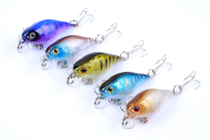 5x 4.3cm Popper Crank Bait Fishing Lure Lures Surface Tackle Saltwater - Outbackers