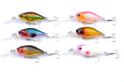 6x 6cm Popper Crank Bait Fishing Lure Lures Surface Tackle Saltwater - Outbackers