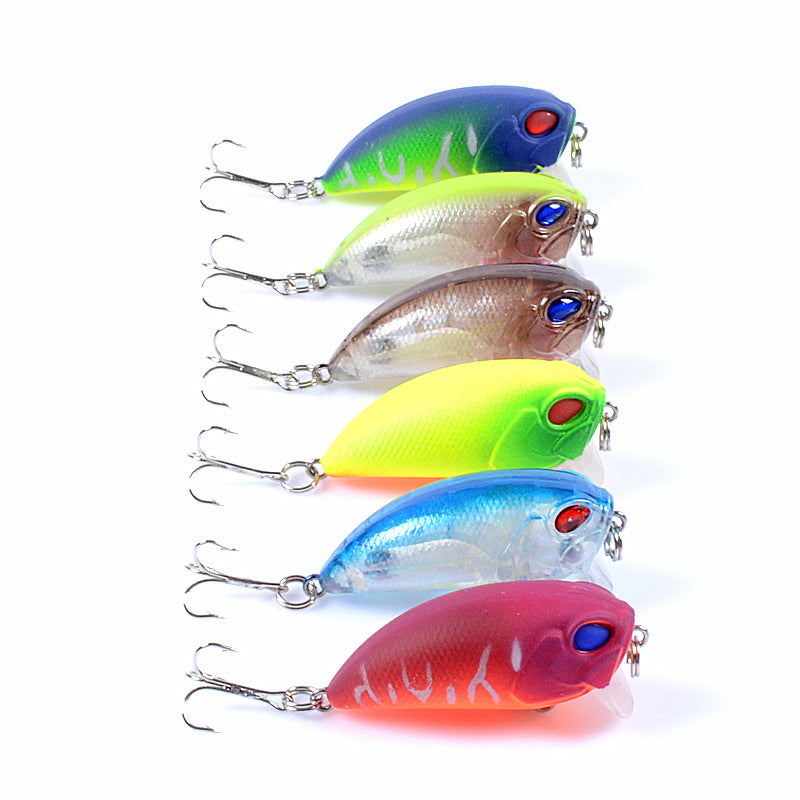 6x Popper Crank 5.1cm Fishing Lure Lures Surface Tackle Fresh Saltwater - Outbackers