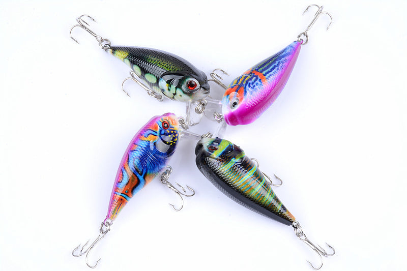 4x 5.5cm Popper Crank Bait Fishing Lure Lures Surface Tackle Saltwater - Outbackers