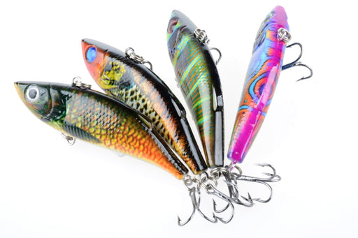 4x 8cm Vib Bait Fishing Lure Lures Hook Tackle Saltwater - Outbackers