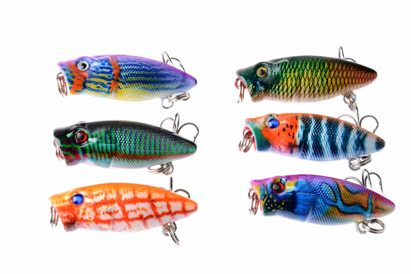 6X 3.5cm Popper Poppers Fishing Lure Lures Surface Tackle Fresh Saltwater - Outbackers