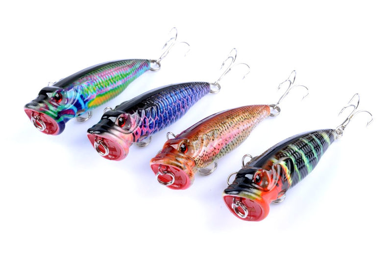 4X 6.5cm Popper Poppers Fishing Lure Lures Surface Tackle Fresh Saltwater - Outbackers