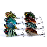 8x Popper Poppers 4.5cm Fishing Lure Lures Surface Tackle Fresh Saltwater - Outbackers