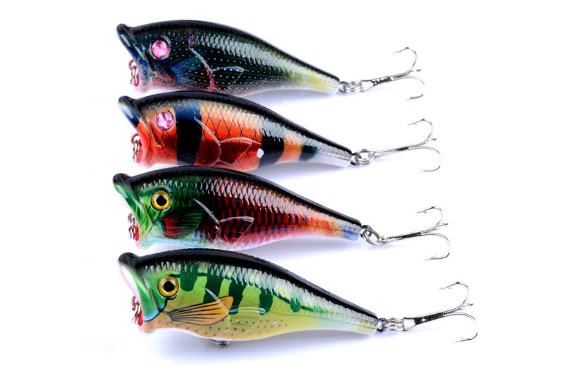 4X 6.5cm Popper Poppers Fishing Lure Lures Surface Tackle Fresh Saltwater - Outbackers