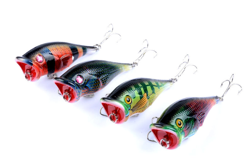 4X 6.5cm Popper Poppers Fishing Lure Lures Surface Tackle Fresh Saltwater - Outbackers