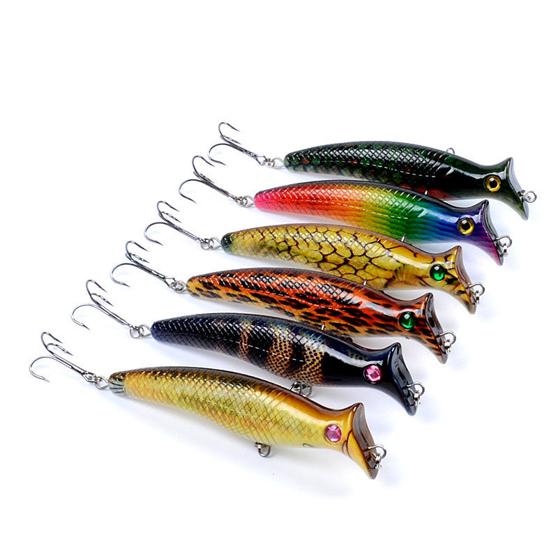 6x Popper Poppers 12.4cm Fishing Lure Lures Surface Tackle Fresh Saltwater - Outbackers