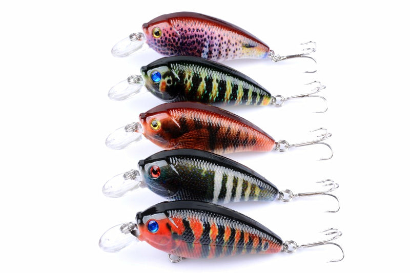 5x 7cm Popper Crank Bait Fishing Lure Lures Surface Tackle Saltwater - Outbackers