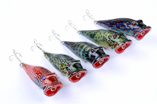 5X 8cm Popper Poppers Fishing Lure Lures Surface Tackle Fresh Saltwater - Outbackers