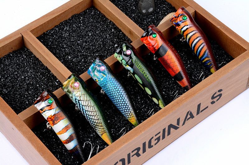 6X 7cm Popper Poppers Fishing Lure Lures Surface Tackle Fresh Saltwater - Outbackers
