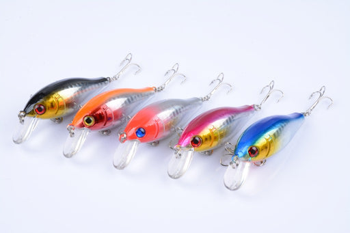 5x 7.5cm Popper Crank Bait Fishing Lure Lures Surface Tackle Saltwater - Outbackers