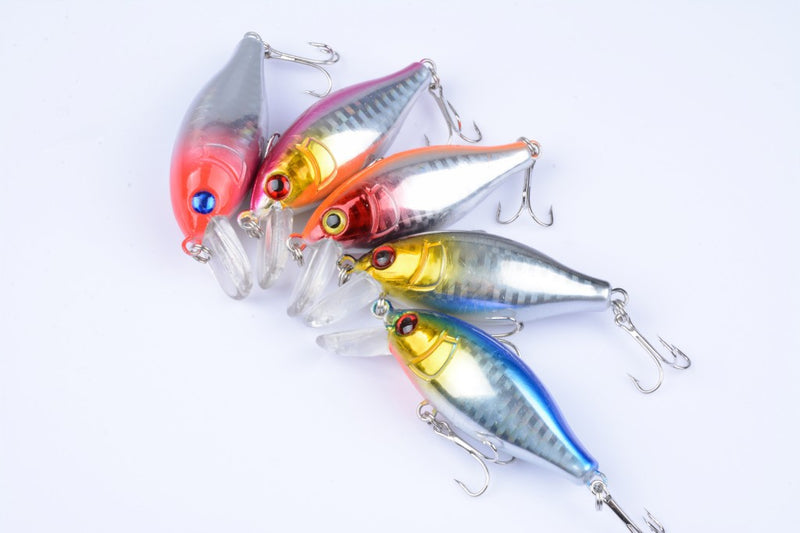 5x 7.5cm Popper Crank Bait Fishing Lure Lures Surface Tackle Saltwater - Outbackers