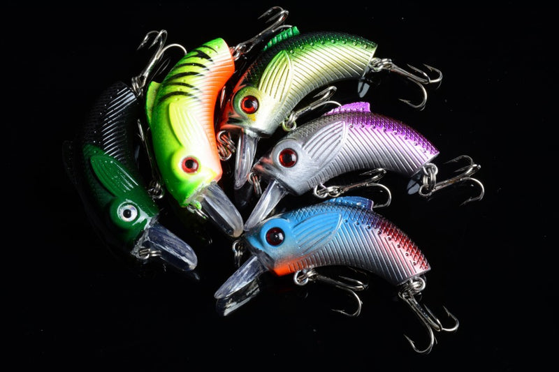 5x 5.5cm Popper Crank Bait Fishing Lure Lures Surface Tackle Saltwater - Outbackers
