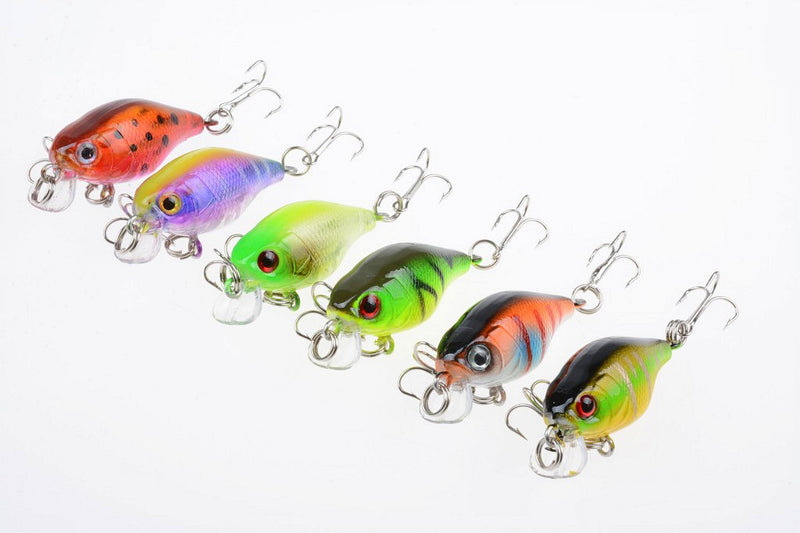 6x 4.5cm Popper Crank Bait Fishing Lure Lures Surface Tackle Saltwater - Outbackers