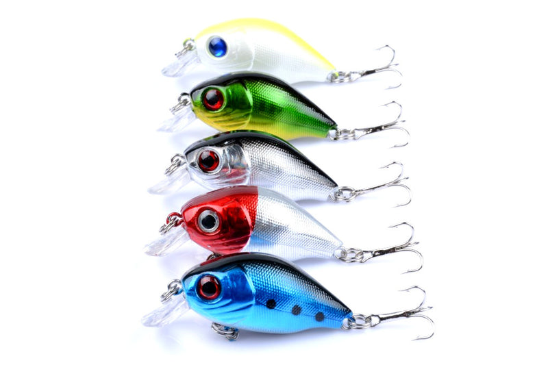 5x 5.5cm Popper Crank Bait Fishing Lure Lures Surface Tackle Saltwater - Outbackers
