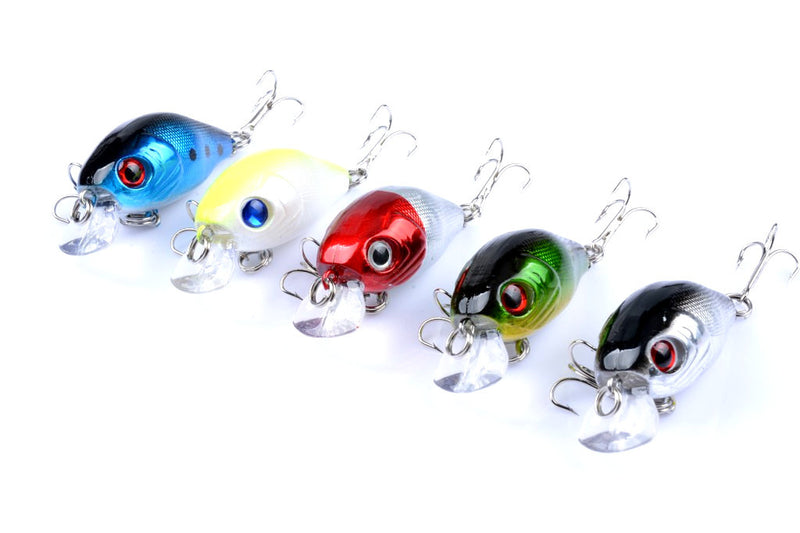 5x 5.5cm Popper Crank Bait Fishing Lure Lures Surface Tackle Saltwater - Outbackers
