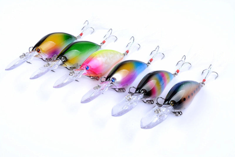 6x 11cm Popper Crank Bait Fishing Lure Lures Surface Tackle Saltwater - Outbackers