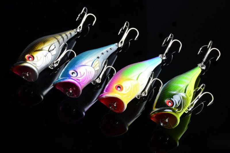 4X 6.5cm Popper Poppers Fishing Lure Lures Surface Tackle Fresh Saltwater - Outbackers