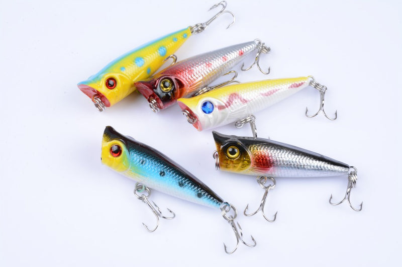 5X 5cm Popper Poppers Fishing Lure Lures Surface Tackle Fresh Saltwater - Outbackers