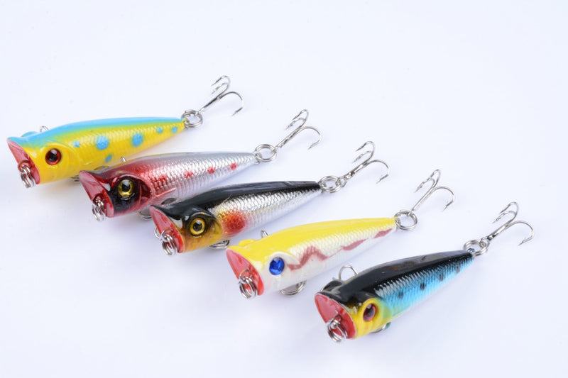 5X 5cm Popper Poppers Fishing Lure Lures Surface Tackle Fresh Saltwater - Outbackers