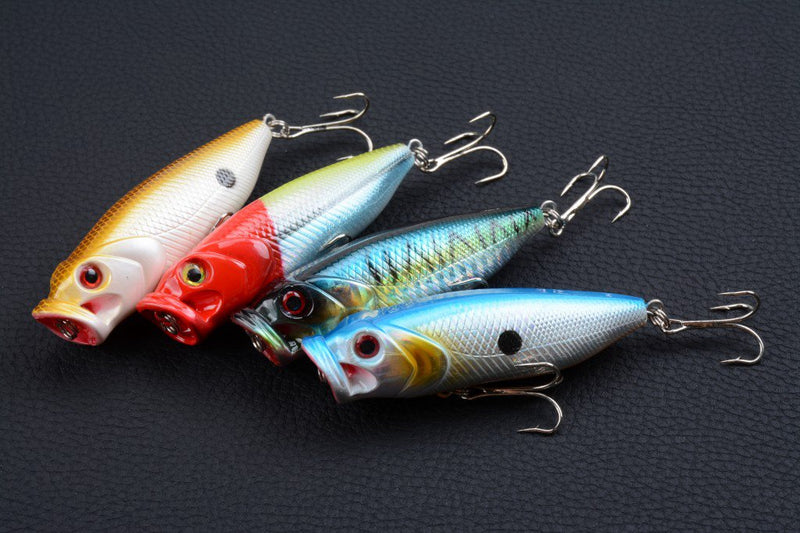 4X 8cm Popper Poppers Fishing Lure Lures Surface Tackle Fresh Saltwater - Outbackers