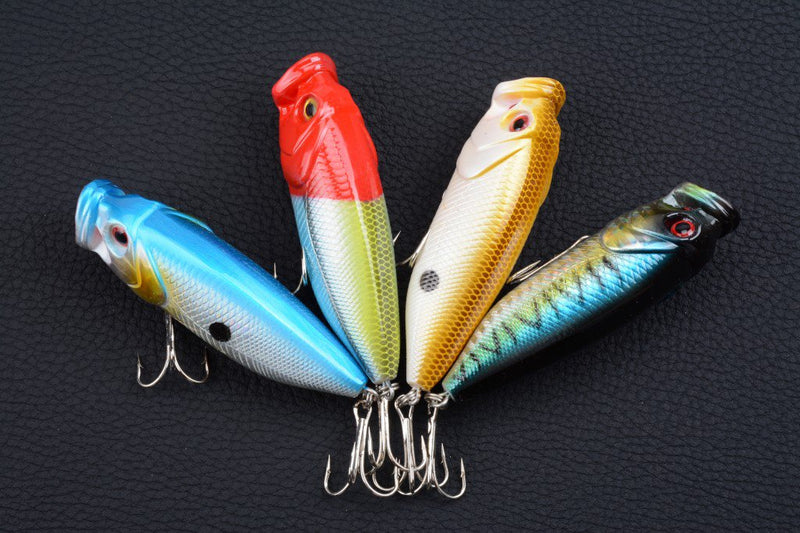 4X 8cm Popper Poppers Fishing Lure Lures Surface Tackle Fresh Saltwater - Outbackers