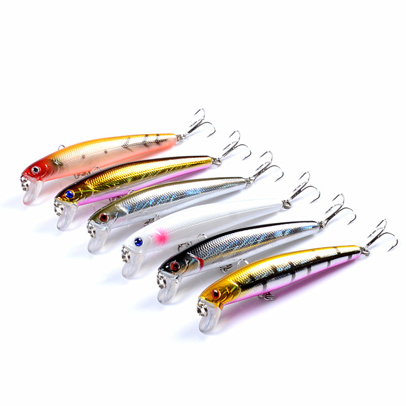 6x Popper Minnow 9.6cm Fishing Lure Lures Surface Tackle Fresh Saltwater - Outbackers