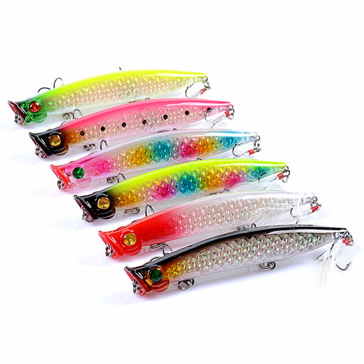 6x Popper Poppers 11.7cm Fishing Lure Lures Surface Tackle Fresh Saltwater - Outbackers