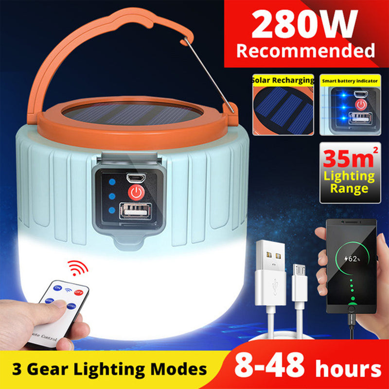 Mountgear Solar Camping Light LED USB Rechargeable Tent Lamp Waterproof Outdoor Lantern - Outbackers