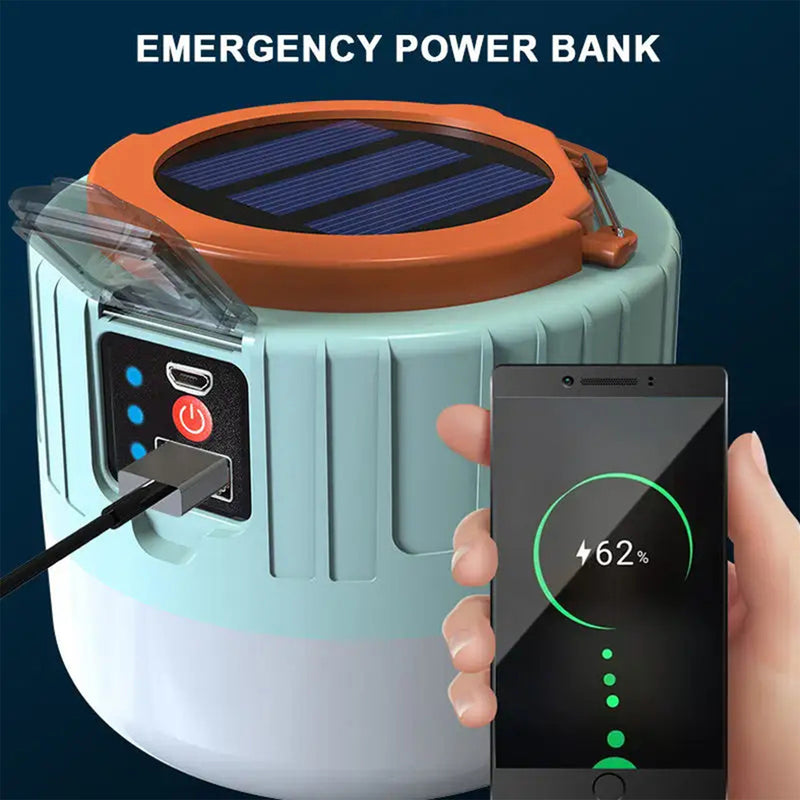 Mountgear Solar Camping Light LED USB Rechargeable Tent Lamp Waterproof Outdoor Lantern - Outbackers