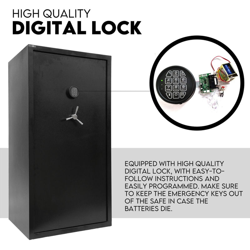 25 Gun Safe Firearm Rifle Storage Lock box Steel Cabinet Heavy Duty Locker - Outbackers