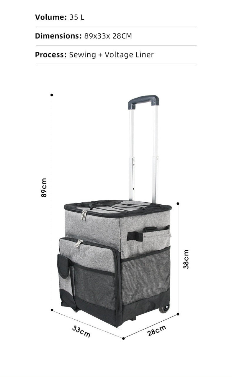 Cooler Picnic Bag Trolley Thermally Insulated - 36L - 60 cans - Grey - Drinks Food Cool Bag Rainproof - Outbackers