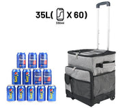 Cooler Picnic Bag Trolley Thermally Insulated - 36L - 60 cans - Grey - Drinks Food Cool Bag Rainproof - Outbackers