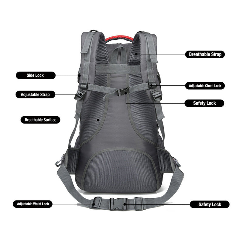 60L Waterproof Outdoor Hiking Backpack Camping Outdoor Trekking Bag(Black) - Outbackers