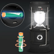 LED Camping Lamp Solar Powered Rechargeable USB Torch Waterproof Emergency Light Lantern - Outbackers