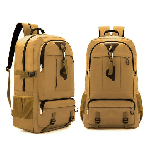 60L Travel Boarding Backpack Outdoor Trekking Luggage Hiking Camping Rucksack Large Capacity Storage Backpack(Khaki) - Outbackers