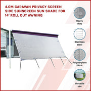 4.0m Caravan Privacy Screen Side Sunscreen Sun Shade for 14' Roll Out Awning - Outbackers