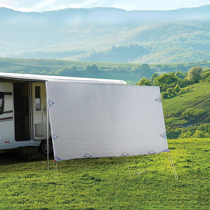 3.7m Caravan Privacy Screen Side Sunscreen Sun Shade for 13' Roll Out Awning - Outbackers
