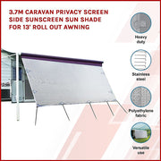3.7m Caravan Privacy Screen Side Sunscreen Sun Shade for 13' Roll Out Awning - Outbackers