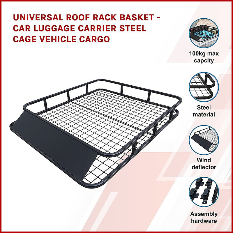 Universal Roof Rack Basket - Car Luggage Carrier Steel Cage Vehicle Cargo - Outbackers